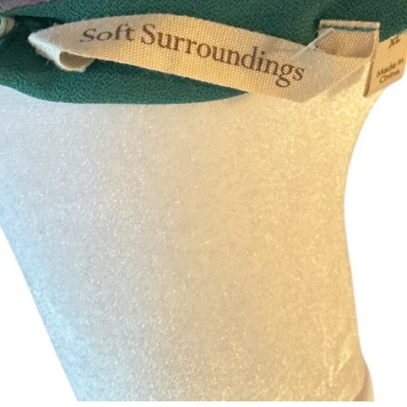 Soft Surroundings Watercolor Midi Dress XL Ruffle Sheer Long Sleeve Boho VNeck - Picture 8 of 8